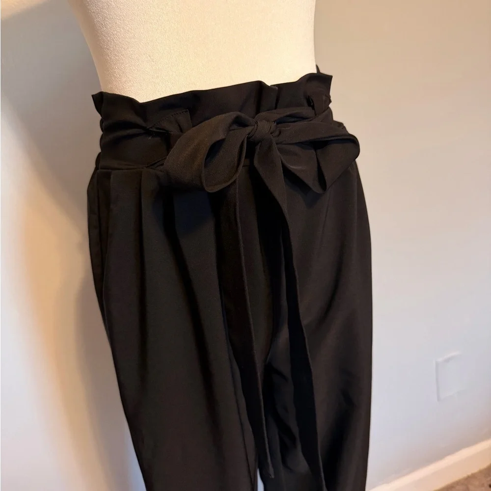 Grace Karin Black Tie-Waist Trousers